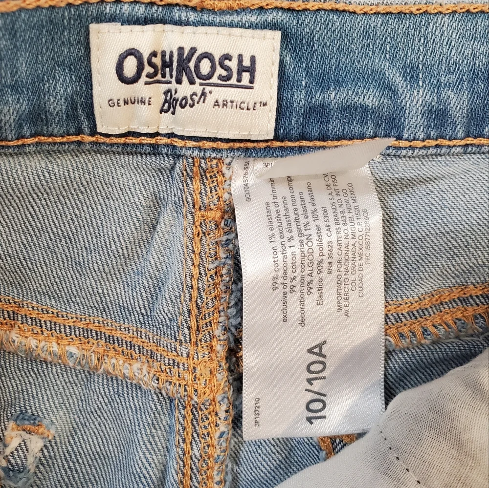 OshKosh Light Blue Lace Trim Denim Shorts Girls 10/10A